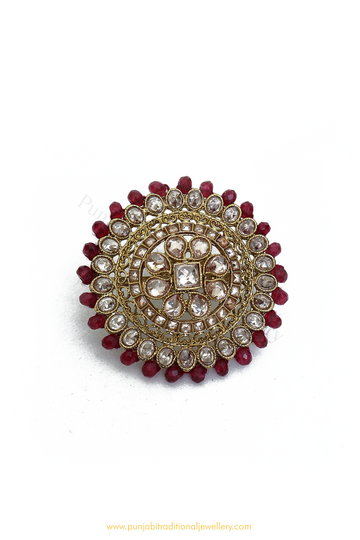 Antique Gold Finished Rubby Champagne Stone Ring By PTJ